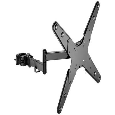 A black adjustable wall mount for flat screens, with four arms and a mounting bracket on the side.