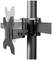 Black monitor mount with a movable swing arm on a vertical pole, suitable for flat screens, side profile view.
