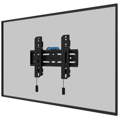 A black TV wall mount fitted to a grey wall, ready for mounting a flatscreen television.