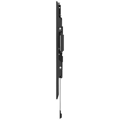 Black metal profile with hooks and screws, presumably part of a bolt or locking system, side view.