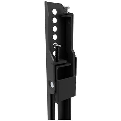 Metal bracket with screws and multiple holes on a black surface. Used for fastening or as mounting accessories.