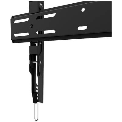 A black wall mount with vertical and horizontal rails. Suitable for mounting flat screens on the wall.