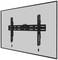 Black, flat TV wall mount with adjustable arms, mounted on a grey background. Suitable for large screen sizes.