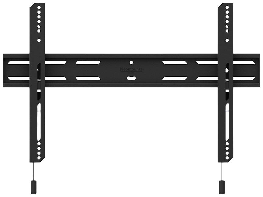 Slim, black TV wall mount, suitable for large screens, with adjustable brackets and integrated cable management options.
