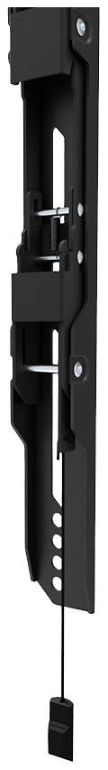 A black vertical mounting bracket with screws, springs, and a cable. It is likely used for securing or adjusting an object.
