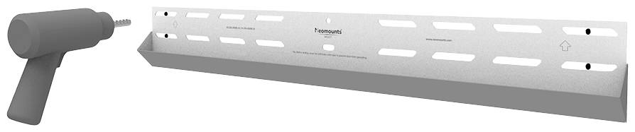 A black handle with a screw attachment on the left; on the right, a silver mounting bracket with slots for attachments.