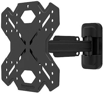 A black TV wall mount with an adjustable arm, suitable for flat screens, wall-mounted.