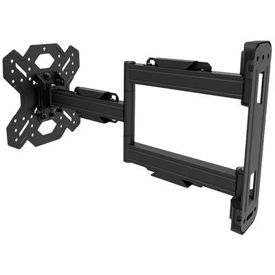 Black metal TV wall mount, pivoting and tilting, suitable for mounting flat-screen televisions.