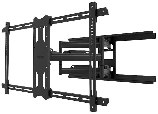 Black, tilting TV wall mount, suitable for flat screens. Robust construction with adjustable arms for optimal viewing.