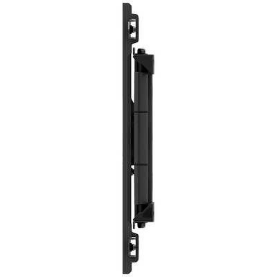 A vertical black door hinge with a rectangular shape and visible fixing points at both ends.