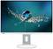 A computer monitor with an abstract background image depicting a central water droplet shape and smaller droplets.