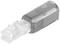 A grey RJ-45 Ethernet plug, partially transparent, shown from an angle that reveals both internal and external details.