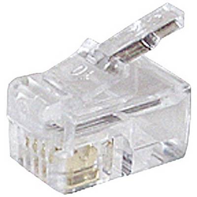 A transparent RJ-45 plug used for Ethernet connections.