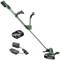 Cordless Lawn Trimmer in Green and Black with Charger and Battery. Ideal for Garden Maintenance and Precise Trimming of Lawn Areas.
