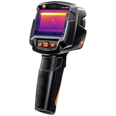 Handheld thermal imaging camera displays heat distribution on screen. Device provides temperature measurement for technical inspections.