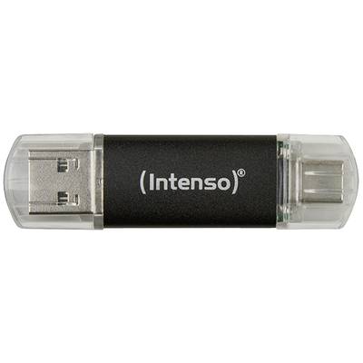 Image of a USB stick branded 'Intenso', featuring dual-sided USB and micro-USB connections. Suitable for data storage.