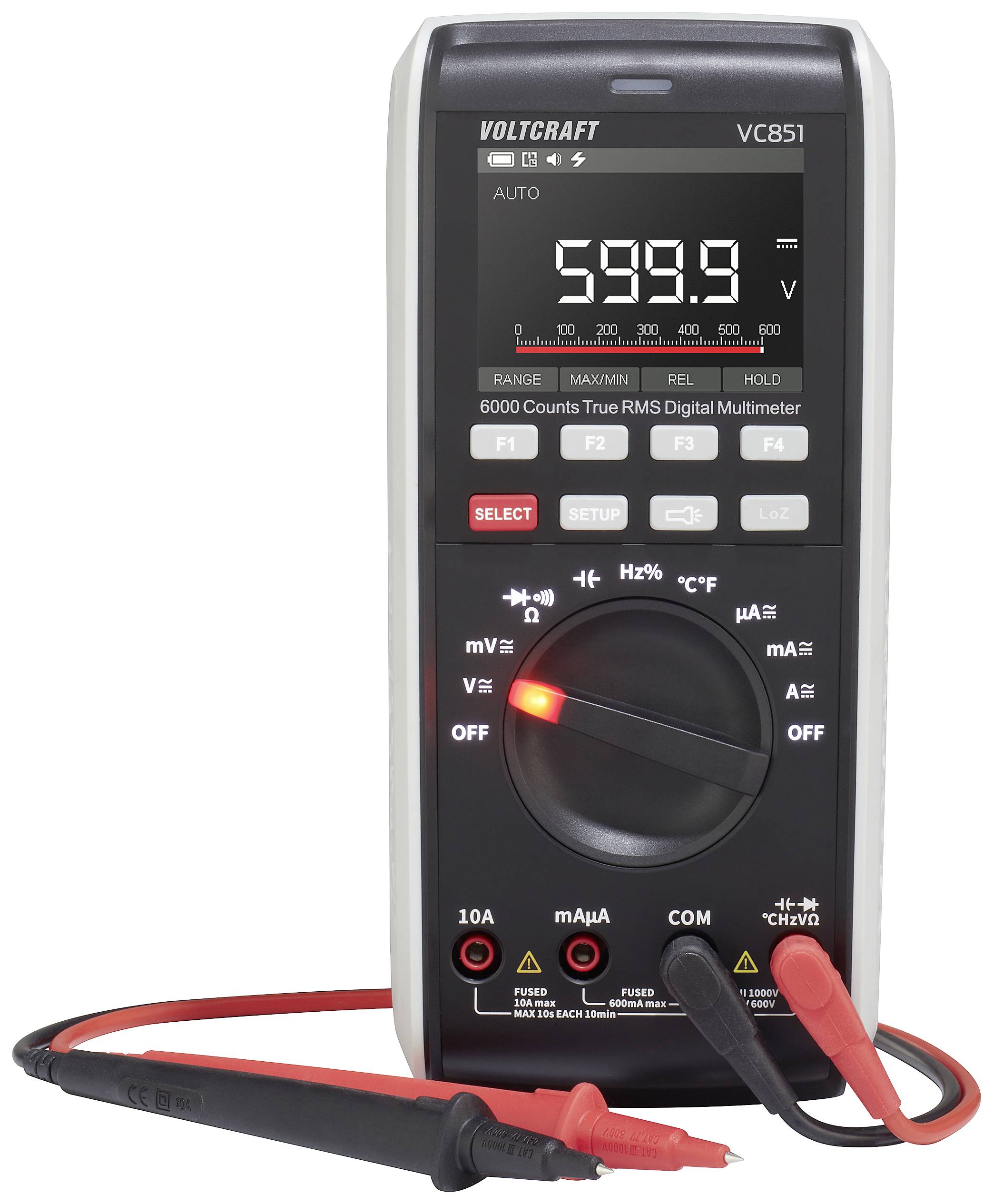 VOLTCRAFT VC851 Handheld multimeter Digital LoZ CAT III 1000 V, CAT IV 600 V Display (counts): 6000