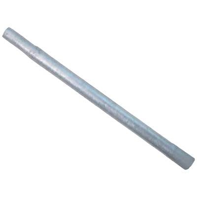 A clear, long, blue drinking straw against a white background.