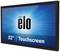 A 32-inch touchscreen monitor with a blue background. The word 'elo' is highlighted in the centre of the screen.