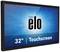 The screen displays the Elo logo against a blue radiant background. Underneath it reads '32" | Touchscreen'.