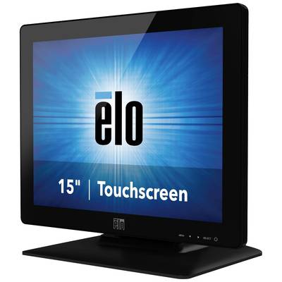 A 15-inch touchscreen monitor with a blue background and the 'elo' logo.