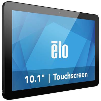 Tablet with 10.1-inch touchscreen, brand 'elo', black frame, blue background.