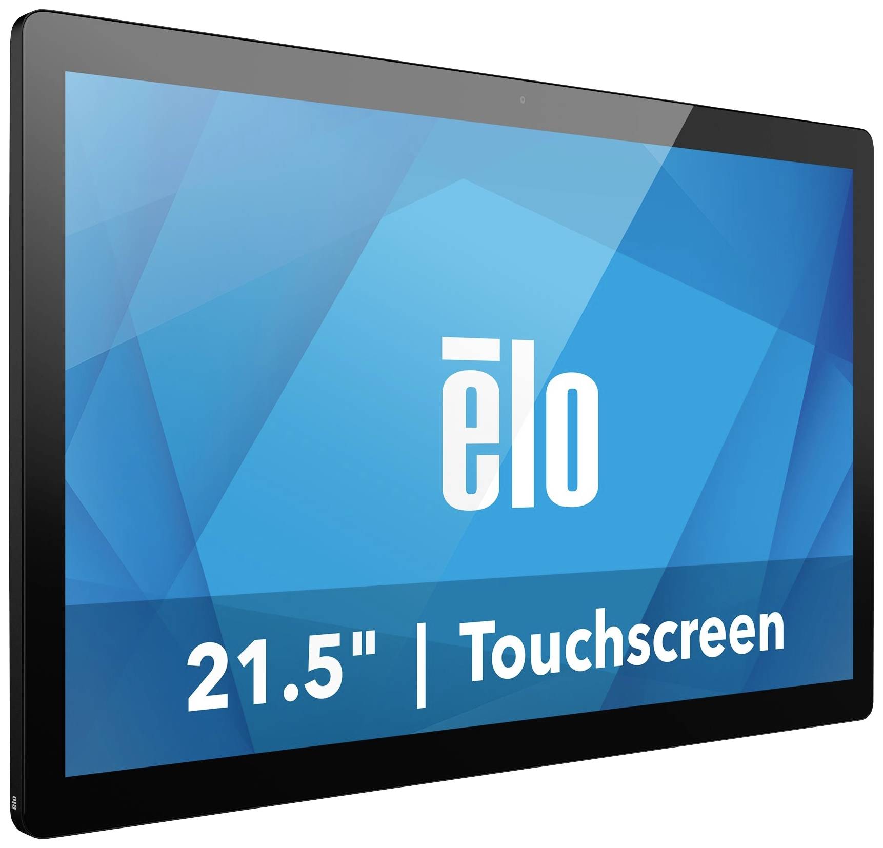 A 21.5-inch touchscreen from Elo with a blue background and white 'elo' logo.