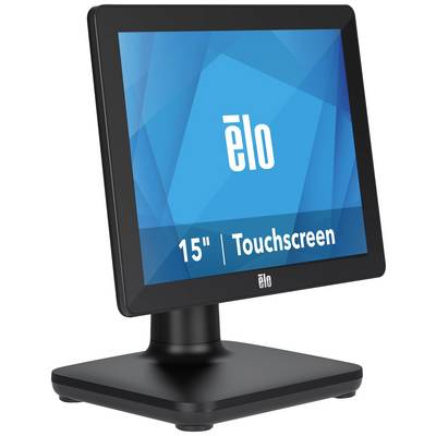 A 15-inch touchscreen monitor by Elo with a sturdy black stand, suitable for point-of-sale applications.