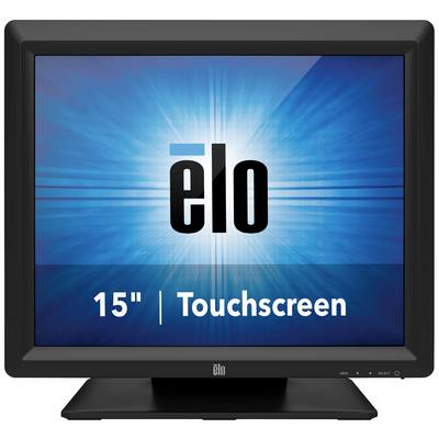 A 15-inch touchscreen monitor with the 'elo' brand logo against a blue background.