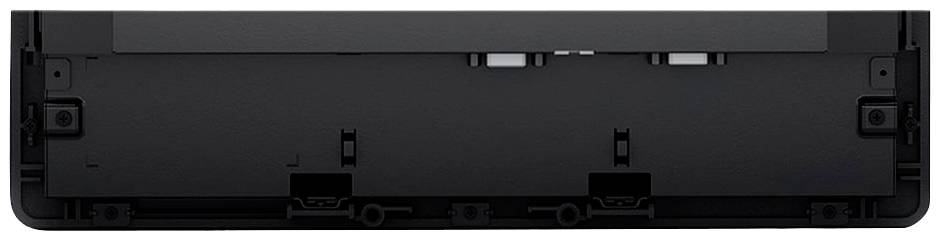 A rear view of a black electronic device, likely a television screen or monitor.