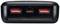 Black power bank with two USB-A ports and one USB-C port on the front.