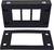 Black rectangular metal frame with three inner windows, beside it a removable black cover with a cut-out.