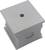 A white, square plastic block with a hole in the centre and lateral notches.
