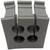 Triple plastic clip with four round holes, suitable for fastening or organising cables or pipes.