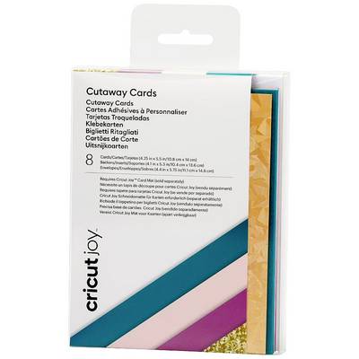 A pack of 'Cricut Joy Cutaway Cards', containing 8 cards in various colours for crafting and personalising.