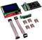 An electronics kit comprising a display, a controller board, connecting cables, switches, and several plug-in modules.