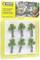 'Scale model trees: 6 young trees with tree supports in one package, suitable for model railway and diorama landscapes.'