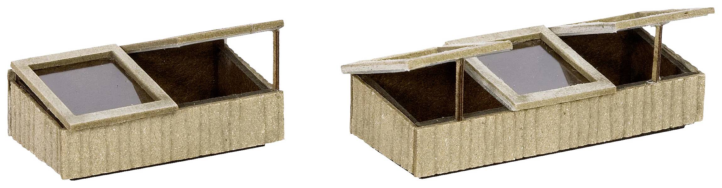 Two models of clothed ventilation systems with differently angled roof flaps demonstrate potential ventilation options.