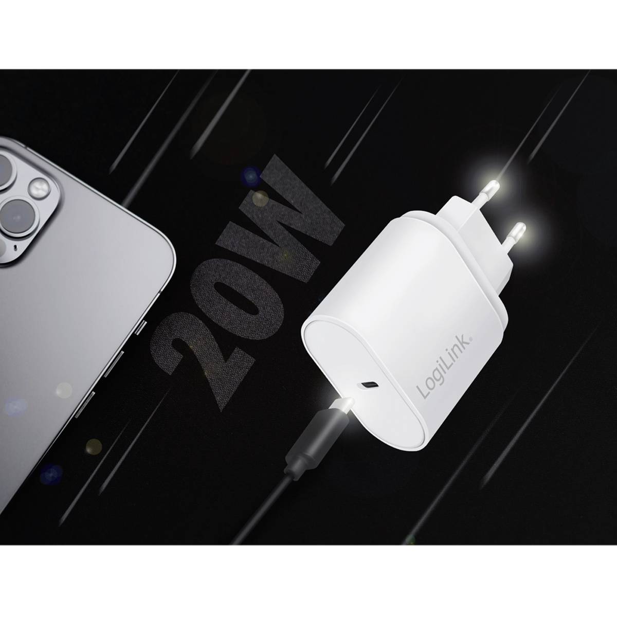 LogiLink PA0261 USB charger 20 W USB-C® socket (Power Delivery) White Indoors, Mains socket-8