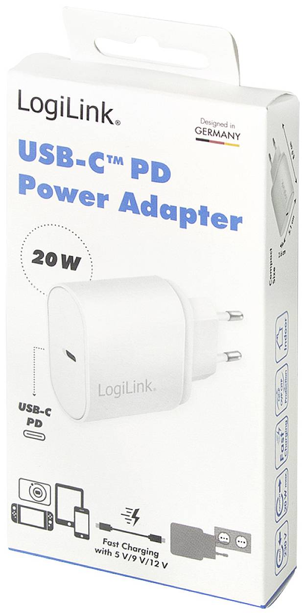 LogiLink PA0261 USB charger 20 W USB-C® socket (Power Delivery) White Indoors, Mains socket-5