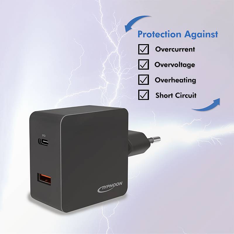 Typhoon USB charger 18 W Indoors, Mains socket Max. output current 3000 mA USB-C® socket (Power Delivery), USB-A No. of -7