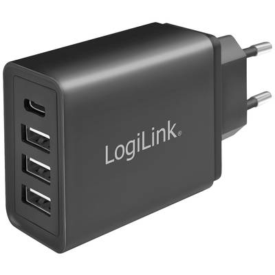 LogiLink Ladegerät USB charger 15 W 1x USB-C®, 3x USB-A Indoors