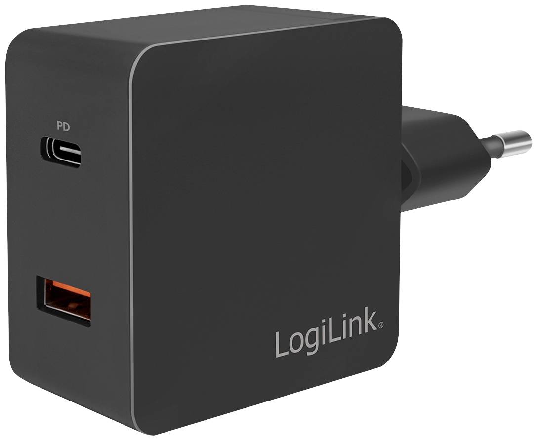 Image of LogiLink Ladegeraet USB charger 18 W 1x USB-A, 1x USB-C® Power Delivery Black Indoors