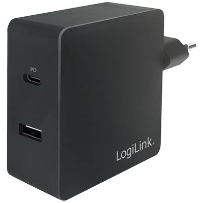 Image of LogiLink USB charger 65 W Indoors, Mains socket Max. output current 3000 mA No. of outputs: 2 x USB-C® socket (Power Delivery), USB-A