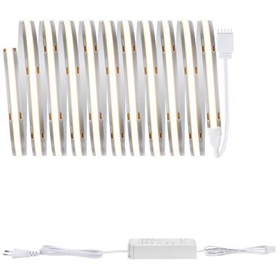 LED strip light with power supply and cable, spirally arranged, demonstrates flexible use in interiors for decorative lighting.