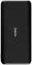 Black portable battery pack with blue LED charge indicator and company logo in the centre.