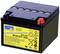 'Sonnenschein Black Solar Battery S12/27 G5, 12V, 27Ah, maintenance-free. With yellow lettering and symbols on the front.'