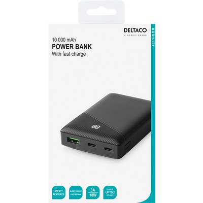 Deltaco - a nordic brand PB-C1000 Power bank 10000 mAh LiPo USB type A, USB C® Black-3