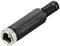A black, hexagonal adapter with a silver metal connection at one end, suitable for cable connections.