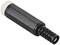 Black socket adapter with ridged silver ring and spiral cable protection.